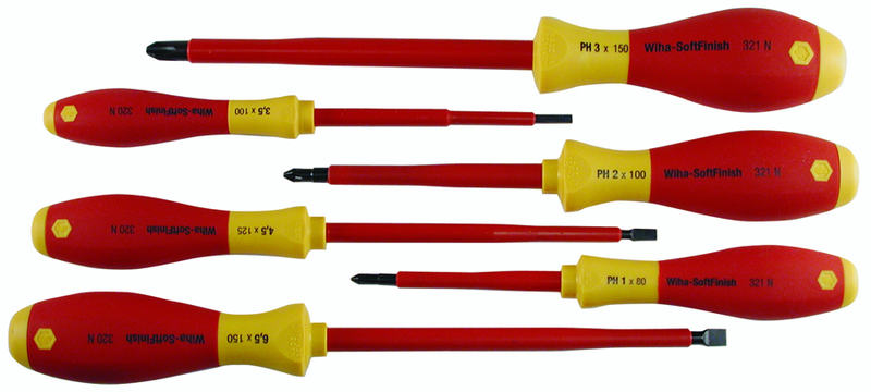 Insulated Slotted Screwdriver 3.4; 4.5; 6.5mm & Phillips # 1; 2 & 3. 6 Piece Set - Industrial Tool & Supply