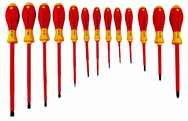 Insulated Slotted Screwdriver 2.0; 2.5; 3.0; 3.5; 4.5; 5.5; 6.5; 8.0; 10.0mm & Phillips # 0; 1; 2; 3. 13 Piece Set - Industrial Tool & Supply