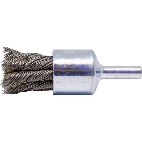 Brush Research Mfg. - 3/4" Brush Diam, Knotted, End Brush - 1/4" Diam Steel Shank, 20,000 Max RPM - Industrial Tool & Supply