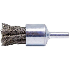 Brush Research Mfg. - 3/4" Brush Diam, Knotted, End Brush - 1/4" Diam Steel Shank, 20,000 Max RPM - Industrial Tool & Supply