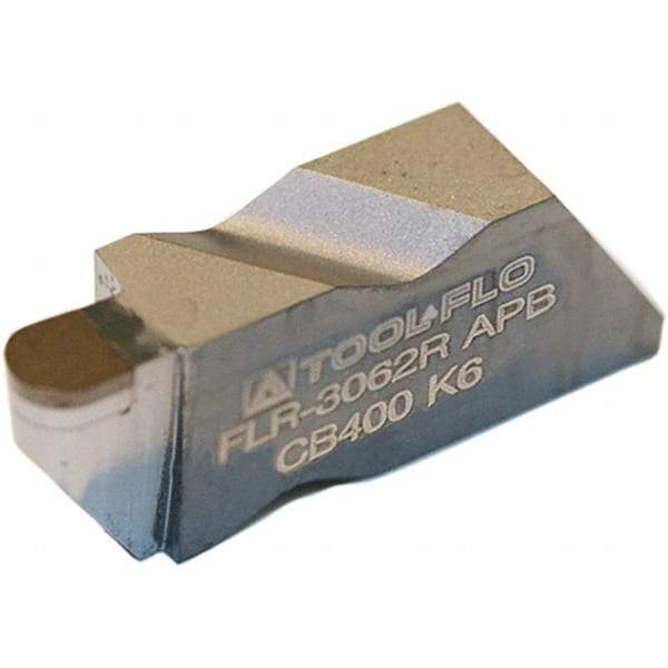 Tool-Flo - 3062FLR Grade CB400, 3.18mm Cutting Width PCBN Grooving Insert - 0.18" Max Depth of Cut, Right Hand, 1/16" Corner Radius - Industrial Tool & Supply