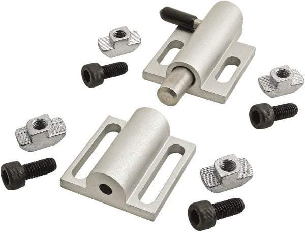 80/20 Inc. - 89mm Long x 38mm Wide x 0.66mm High, Deadbolt Latch with Side Latch - Aluminum Body with Stainless Steel Bolt, Spring & Handle, with Clear Anodized Finish - Industrial Tool & Supply