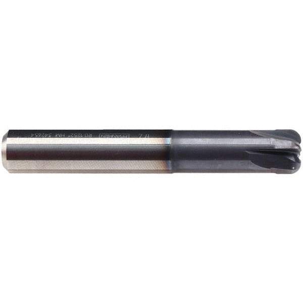 Emuge - 3/32" Diam, 3/8" LOC, 4 Flute Solid Carbide Roughing & Finishing End Mill - TiAlN Finish, 2" OAL, 1/4" Shank Diam, Cylindrical Shank, 0° Helix, Stub Length - Industrial Tool & Supply