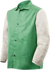 Steiner - Size 2XL Flame Resistant/Retardant Jacket - Green, Gray, Cotton & Leather, Snaps Closure, 56 to 58" Chest - Industrial Tool & Supply