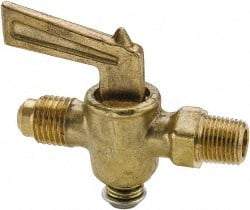 Parker - 1/4" Pipe, 3/8" Tube, Flare to Male Pipe Drain Cock & Shutoff Valve - 1/4-18 Thread, 30 Max psi - Industrial Tool & Supply