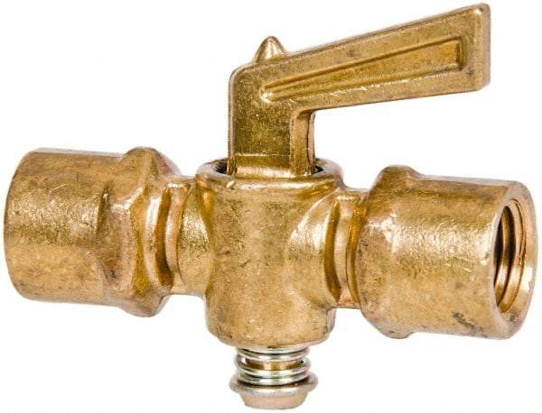 Parker - 1/4" Tube, Compression Pipe to Compression Pipe Drain Cock & Shutoff Valve - 1/4-18 Thread, 30 Max psi - Industrial Tool & Supply