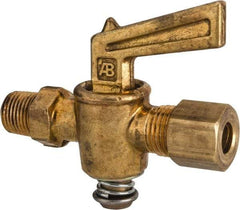 Parker - 1/8" Pipe, 1/4" Tube, Compression Pipe to Male Pipe Drain Cock & Shutoff Valve - 1/8-27 Thread, 30 Max psi - Industrial Tool & Supply