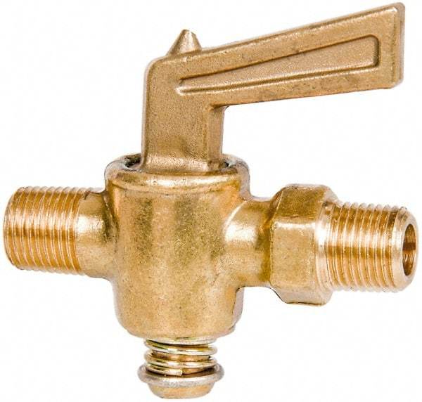 Parker - 1/8" Pipe, Male Pipe to Male Pipe Drain Cock & Shutoff Valve - 1/8-27 Thread, 30 Max psi - Industrial Tool & Supply