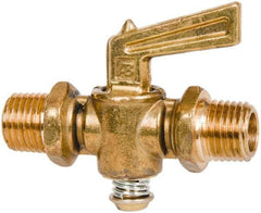 Parker - 1/4" Pipe, Male Pipe to Male Pipe Drain Cock & Shutoff Valve - 1/4-18 Thread, 30 Max psi - Industrial Tool & Supply