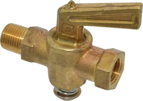 Parker - 1/8" Pipe, Female Pipe to Male Pipe Drain Cock & Shutoff Valve - 1/8-27 Thread, 30 Max psi - Industrial Tool & Supply