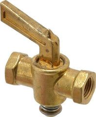 Parker - 1/8" Pipe, Female Pipe to Female Pipe Drain Cock & Shutoff Valve - 1/8-27 Thread, 30 Max psi - Industrial Tool & Supply