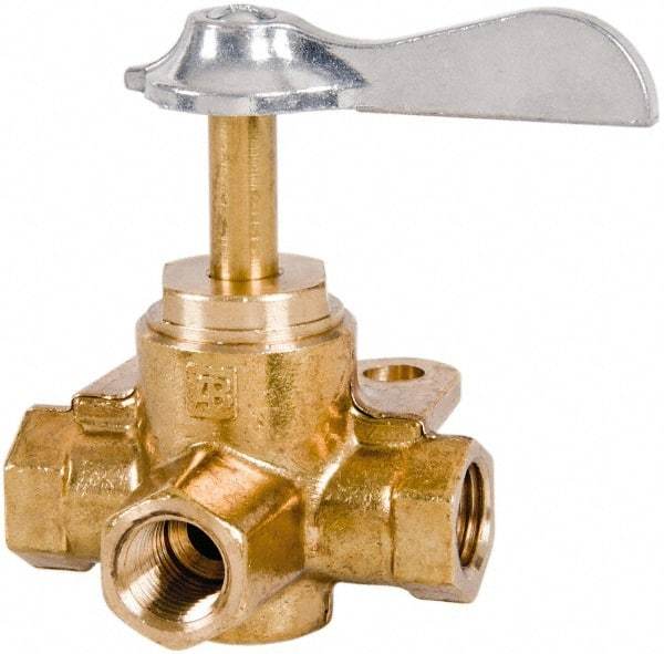 Parker - 1/4" Pipe, Female Pipe Drain Cock & Shutoff Valve - 1/4-18 Thread, 30 Max psi - Industrial Tool & Supply
