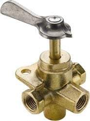 Parker - 1/4" Pipe, Female Pipe Drain Cock & Shutoff Valve - 1/4-18 Thread, 30 Max psi - Industrial Tool & Supply