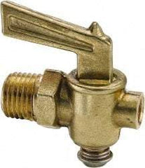 Parker - 1/2" Pipe, Male Pipe Drain Cock & Shutoff Valve - 1/8-27 Thread, 150 Max psi - Industrial Tool & Supply