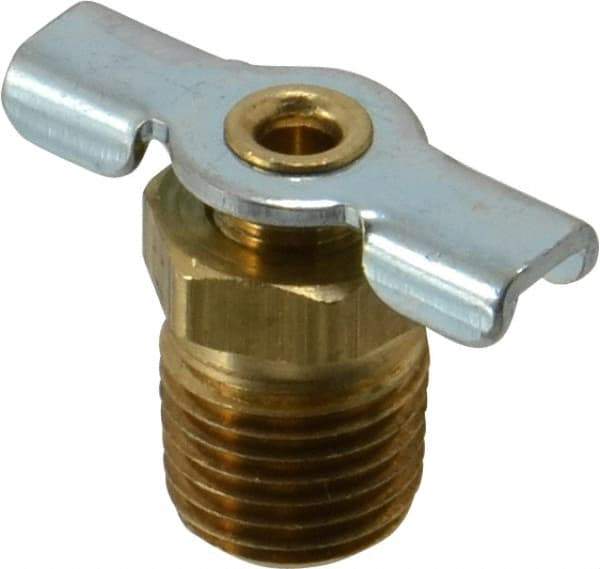 Parker - 1/4" Pipe, Internal Seal Drain Cock & Shutoff Valve - 1/4-18 Thread, 150 Max psi - Industrial Tool & Supply