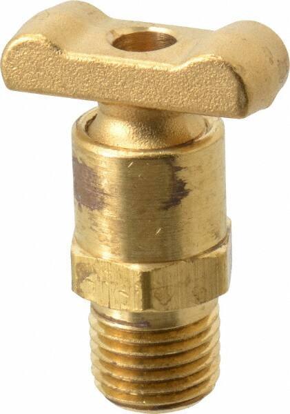 Parker - 1/4" Pipe, Male Pipe Drain Cock & Shutoff Valve - 1/4-18 Thread, 150 Max psi - Industrial Tool & Supply