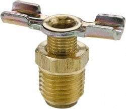 Parker - 3/8" Pipe, External Seal Drain Cock & Shutoff Valve - 3/8-18 Thread, 150 Max psi - Industrial Tool & Supply