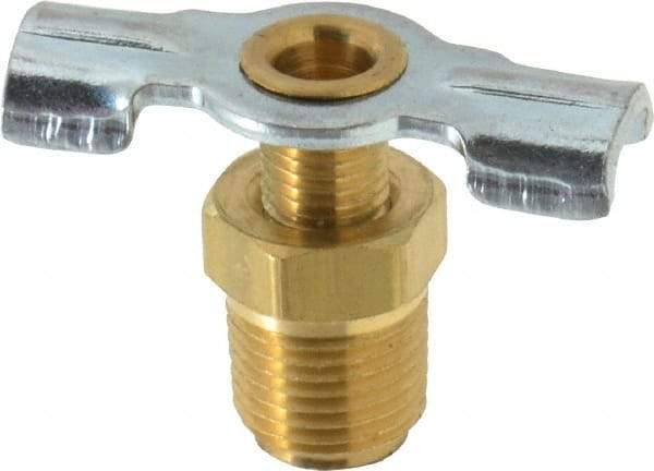 Parker - 1/8" Pipe, External Seal Drain Cock & Shutoff Valve - 1/8-27 Thread, 150 Max psi - Industrial Tool & Supply