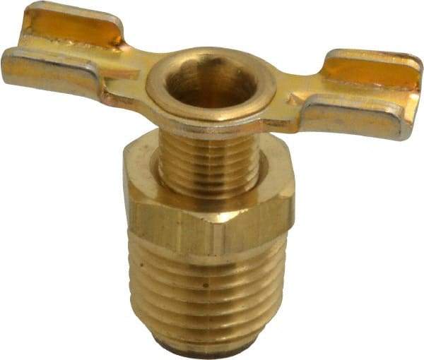 Parker - 1/4" Pipe, External Seal Drain Cock & Shutoff Valve - 1/4-18 Thread, 150 Max psi - Industrial Tool & Supply