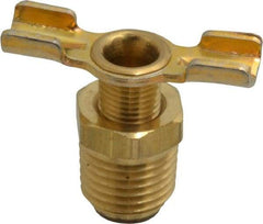 Parker - 1/4" Pipe, External Seal Drain Cock & Shutoff Valve - 1/4-18 Thread, 150 Max psi - Industrial Tool & Supply