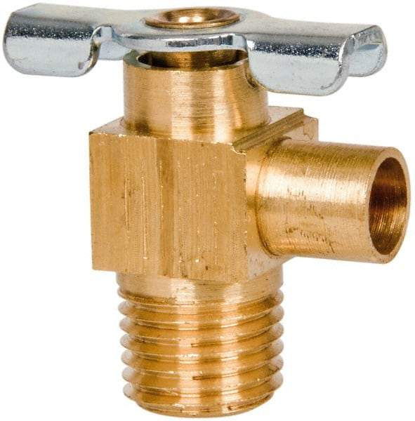 Parker - 1/4" Pipe, 3/8" Tube, Tube to Male Pipe Drain Cock & Shutoff Valve - 1/4-18 Thread, 150 Max psi - Industrial Tool & Supply