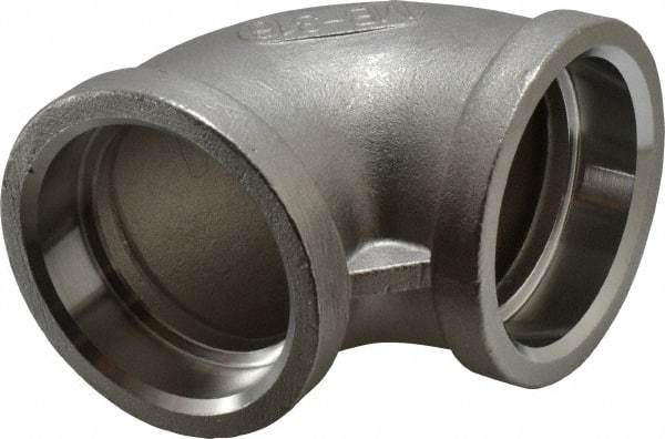 Merit Brass - 1-1/2" Grade 316 Stainless Steel Pipe 90° Elbow - Socket Weld x Socket Weld End Connections, 150 psi - Industrial Tool & Supply
