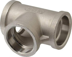 Merit Brass - 1-1/4" Grade 316 Stainless Steel Pipe Tee - Socket Weld x Socket Weld x Socket Weld End Connections, 150 psi - Industrial Tool & Supply