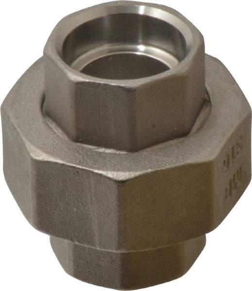 Merit Brass - 1/2" Grade 316 Stainless Steel Pipe Union - Socket Weld x Socket Weld End Connections, 150 psi - Industrial Tool & Supply
