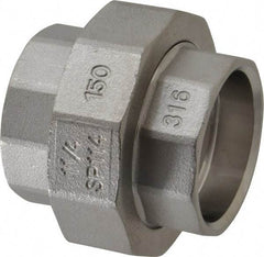Merit Brass - 1-1/4" Grade 316 Stainless Steel Pipe Union - Socket Weld x Socket Weld End Connections, 150 psi - Industrial Tool & Supply