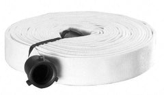Made in USA - 1-1/2" ID x 1-3/4" OD, 150 Working psi, White Polyester/Rubber Fire Hose, Single Jacket - 1-1/2" NH/NST Ends, 50' Long, -40 to 150°F,450 Burst psi - Industrial Tool & Supply