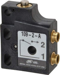 ARO/Ingersoll-Rand - 0.09 CV Rate, 3 Way Valve Mini Mechanical Valve - 5/32" NPT Inlet, 5/32" NPT Outlet, 150 Max psi, Straight Plunger - Industrial Tool & Supply