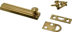 Don-Jo - 3" Long, 1/2" Wide Brass Slide Bolt - US3 Bright Brass - Industrial Tool & Supply