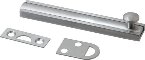 Don-Jo - 4" Long, 1/2" Wide Brass Slide Bolt - US26D Satin Chrome Plated - Industrial Tool & Supply