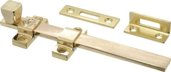 Don-Jo - 8" Long, 1" Wide Brass Surface Bolt - Polished Brass - Industrial Tool & Supply