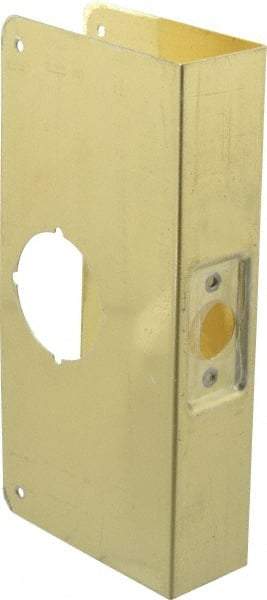 Don-Jo - 4-1/4" Wide x 9" High, Polished Brass Finish, Door Reinforcer - 1-3/4" Thick Door, 2-3/4" Backset - Industrial Tool & Supply
