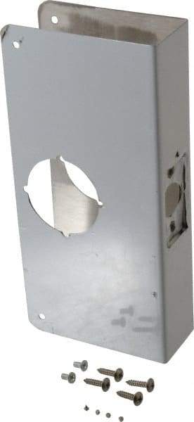 Don-Jo - 4-1/4" Wide x 9" High, Stainless Steel, Door Reinforcer - 1-3/4" Thick Door, 2-3/4" Backset - Industrial Tool & Supply