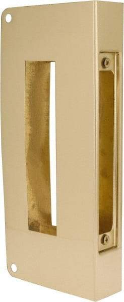 Don-Jo - 5" Wide x 12" High, Polished Brass Finish, Door Reinforcer - 1-3/4" Thick Door, 2-3/4" Backset - Industrial Tool & Supply