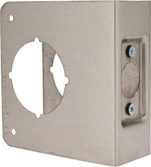 Don-Jo - 4-1/4" Wide x 4-1/2" High, Stainless Steel, Door Reinforcer - 1-3/4" Thick Door, 2-3/4" Backset - Industrial Tool & Supply