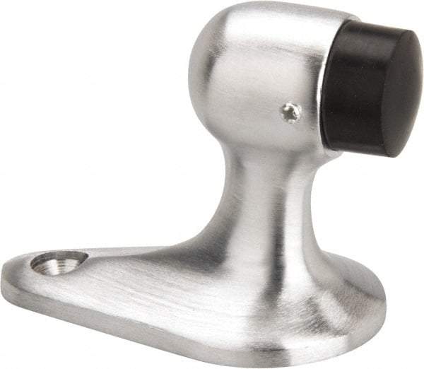 Don-Jo - 2-1/8" Projection Small Gooseneck Door Stop - Floor Mount, Satin Chrome Finish - Industrial Tool & Supply