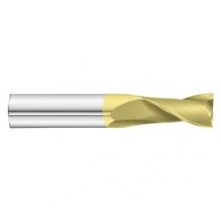 25/64 Dia. x 2-3/4 Overall Length 2-Flute Square End Solid Carbide SE End Mill-Round Shank-Center Cut-TiN - Industrial Tool & Supply