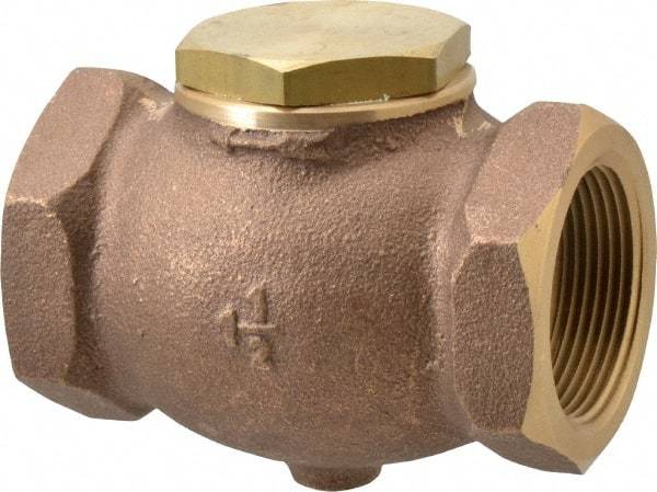 Conrader - 1-1/2" Bronze Check Valve - Inline, FNPT x FNPT - Industrial Tool & Supply
