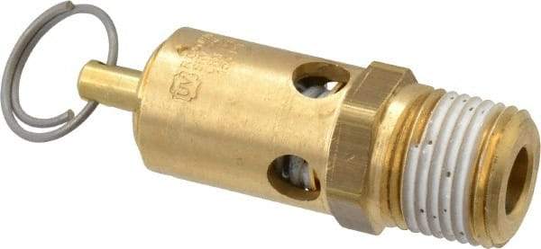 Conrader - 1/2" Inlet, ASME Safety Relief Valve - 150 Max psi, Brass, 274 Cubic' per Min - Industrial Tool & Supply