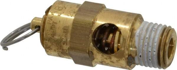 Conrader - 1/4" Inlet, ASME Safety Relief Valve - 200 Max psi, Brass, 178 Cubic' per Min - Industrial Tool & Supply