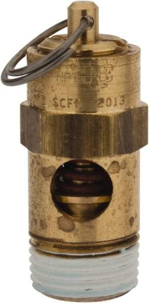 Conrader - 3/8" Inlet, ASME Safety Relief Valve - 200 Max psi, Brass, 178 Cubic' per Min - Industrial Tool & Supply
