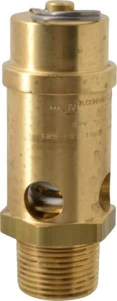 Conrader - 1" Inlet, ASME Safety Relief Valve - 125 Max psi, Brass, 1,053 Cubic' per Min - Industrial Tool & Supply