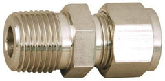 Parker - 5/8" OD, Stainless Steel Male Connector - -425 to 1,200°F, 1-1/16" Hex, Comp x MNPT Ends - Industrial Tool & Supply
