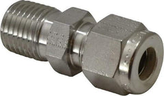 Parker - 5/16" OD, Stainless Steel Male Connector - -425 to 1,200°F, 9/16" Hex, Comp x MNPT Ends - Industrial Tool & Supply
