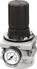 Parker - 3/4 NPT Port, 380 CFM, Aluminum Hi-Flow Regulator - 0 to 174 psi Range, 254 Max psi Supply Pressure, 1/4" Gauge Port Thread, 3-1/2" Wide x 7.2" High - Industrial Tool & Supply