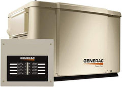 Generac Power - 1 Phase LP & NG Air Cooled Standby Power Generator - 120/240 V, 7.5 (LP) & 6 (NG) kW, OHV, Bisque Aluminum Enclosure, Use 51.6 (LP) & 117 (NG) to Fuel - Industrial Tool & Supply