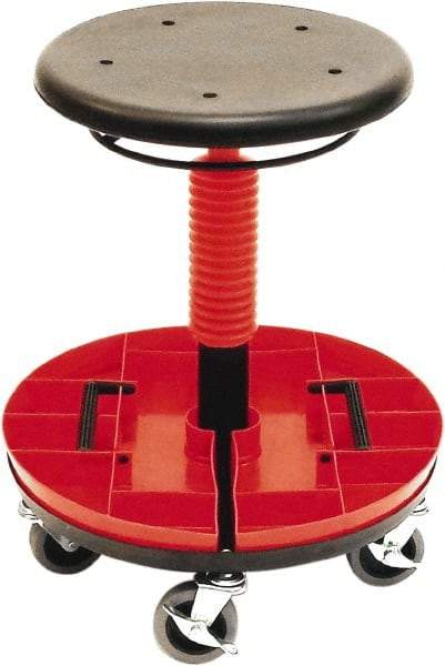 ShopSol - 300 Lb Capacity, 5 Wheel Trolley Stool - Polyurethane, 18" Long x 19" Overall Height x 18" Wide - Industrial Tool & Supply